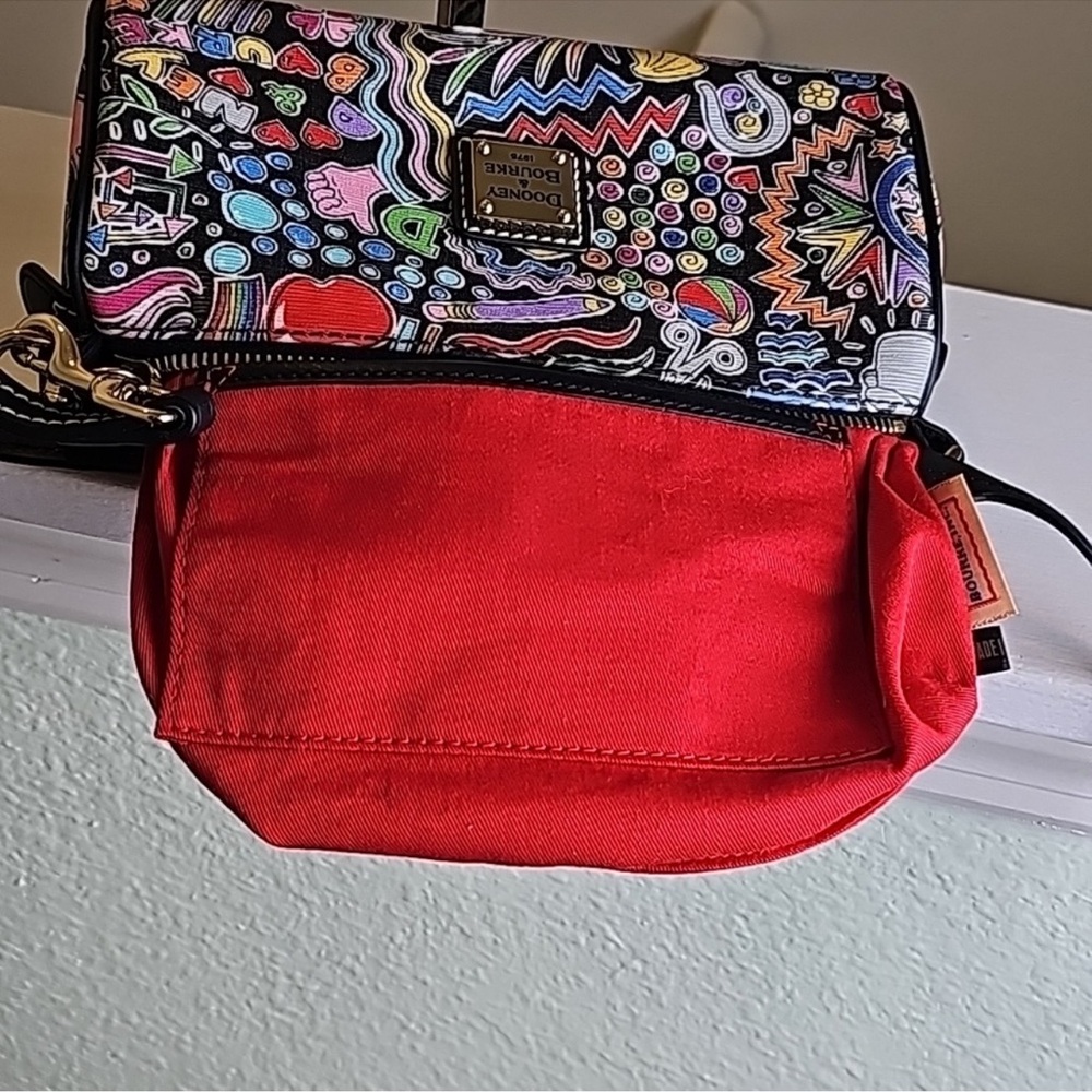 Y2K Dooney & Bourke Whimsy Print Goldtone Hardware Leather Trim Minibag Y2K - Picture 15 of 16